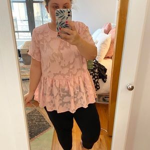 Sheer Pink Peplum Top